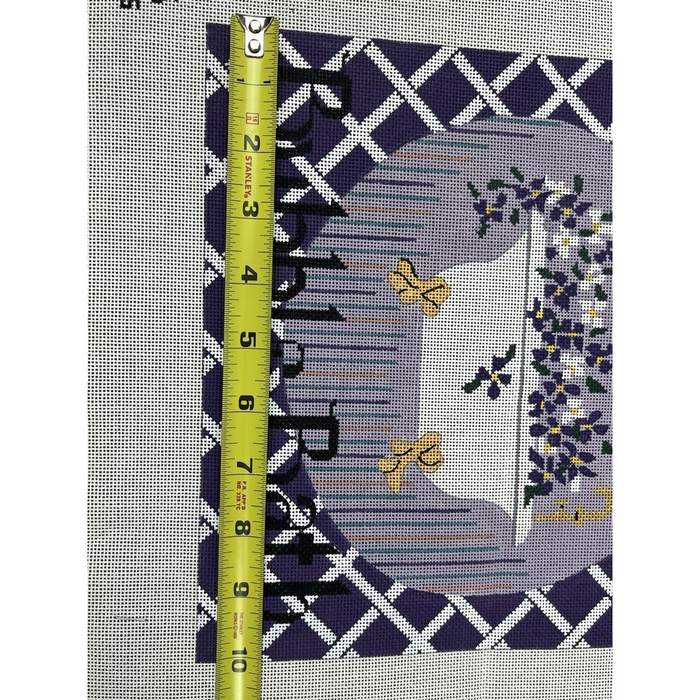 TS Designs Handpainted Needlepoint Canvas - Floral Bubble Bath Purple Flowers - Picture 5 of 9